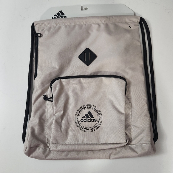 Adidas Classic 3S 2 Sackpack Backpack Knapsack Wonder Beige NWT Back Pack Bag - Picture 5 of 6